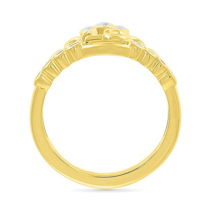 1/10 ct. tw. Diamond QuinceaÃ±era Tiara Ring in 10K Yellow Gold close-up detail
