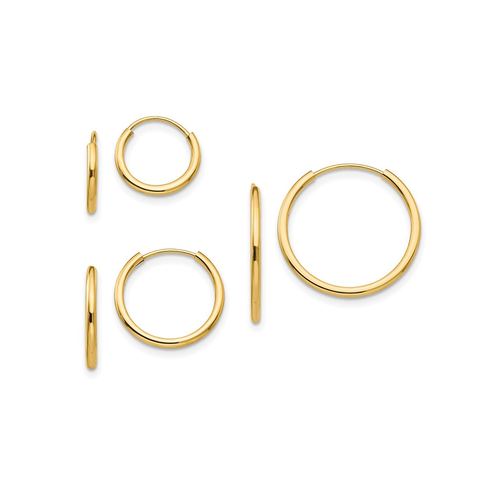 Children's 3 Pair Polished Endless Hoop Earring Set in 14K Yellow Gold