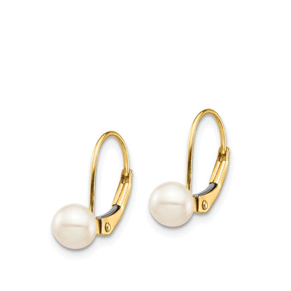 Children's Cultured Freshwater Pearl Earrings in 14K Yellow Gold front view