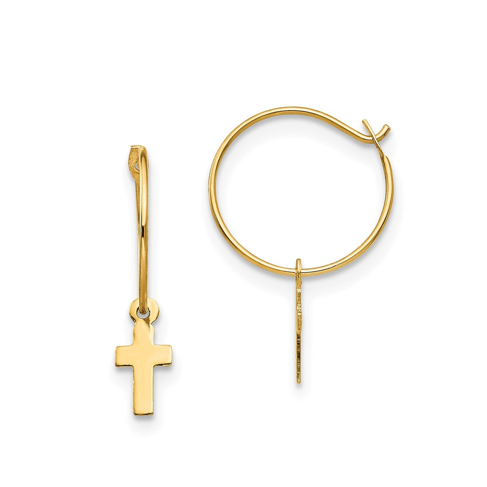 Children's Cross Hoop Earrings in 14K Yellow Gold