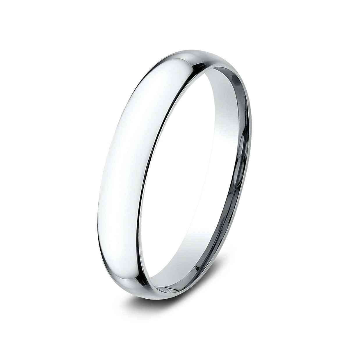 Benchmark Men's 3mm Low Dome Comfort Fit Polished Wedding Ring in 14K White Gold