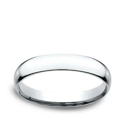 Benchmark Men's 3mm Low Dome Comfort Fit Polished Wedding Ring in 14K White Gold