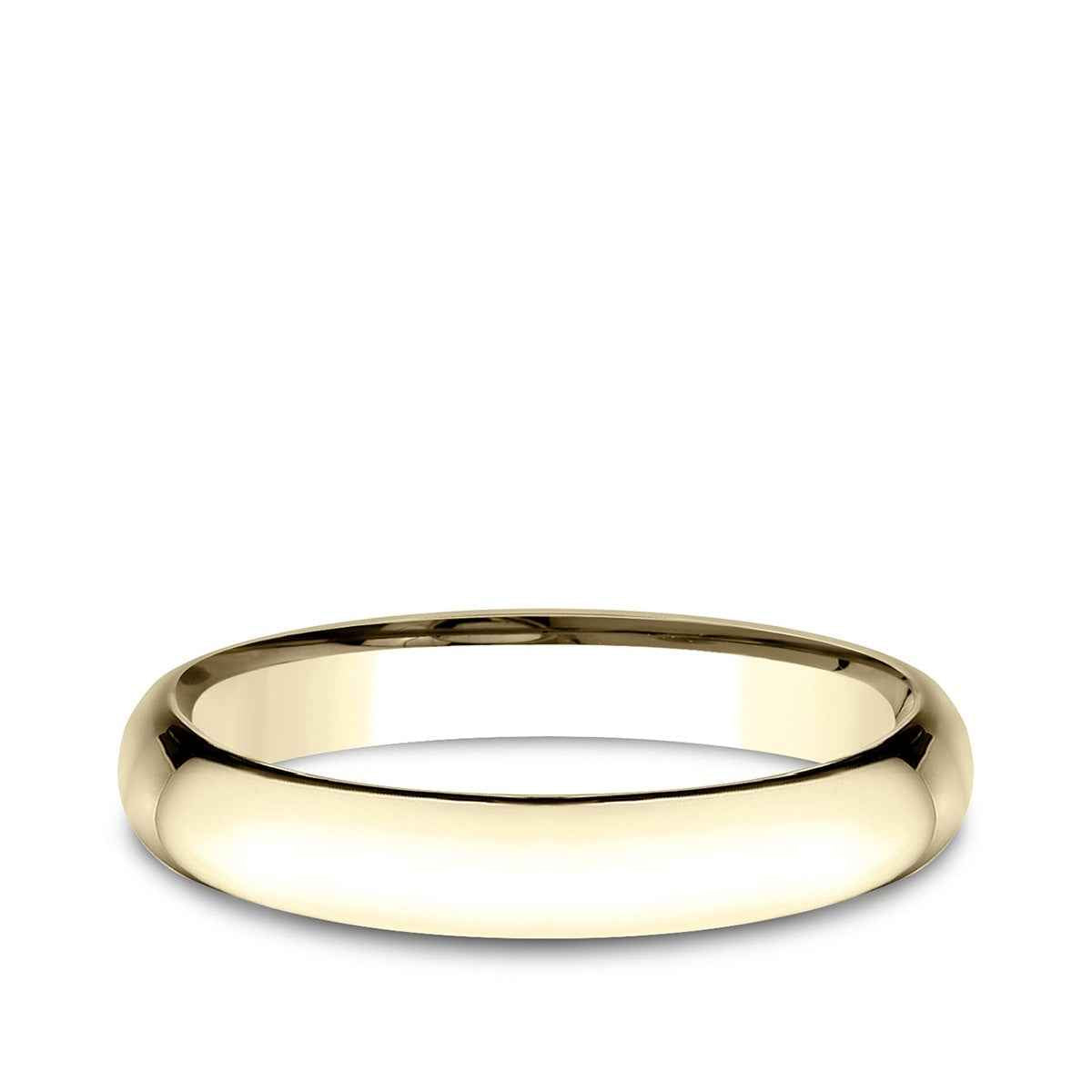 Benchmark Men's 3mm Low Dome Comfort Fit Polished Wedding Ring in 14K Yellow Gold