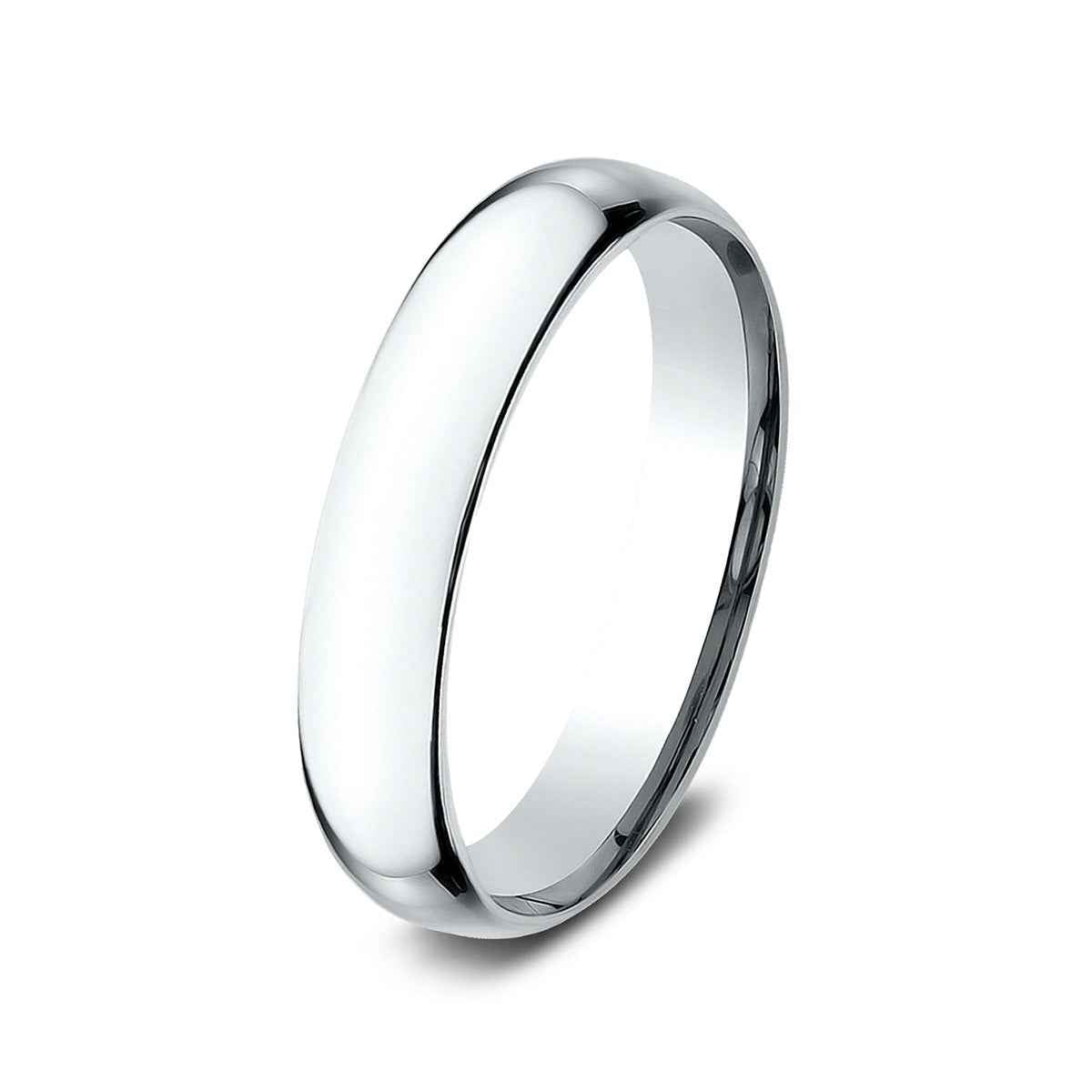 Benchmark Men's 4mm Low Dome Comfort Fit Polished Wedding Ring in 14K White Gold