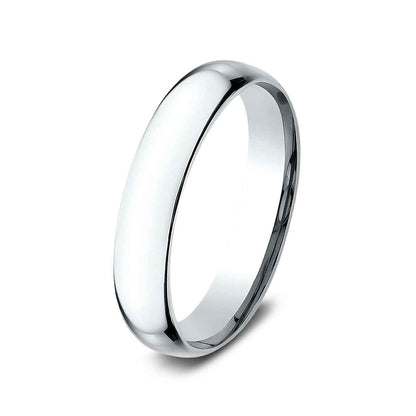 Benchmark Men's 4mm Low Dome Comfort Fit Polished Wedding Ring in 14K White Gold
