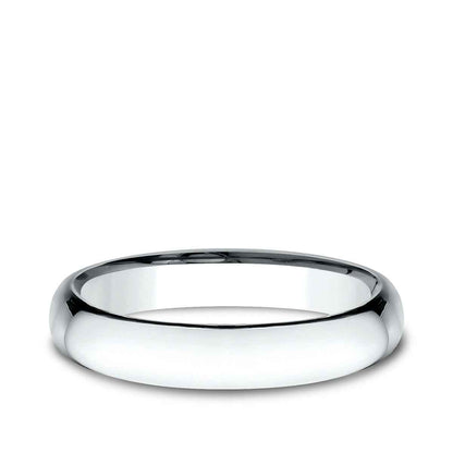 Benchmark Men's 4mm Low Dome Comfort Fit Polished Wedding Ring in 14K White Gold