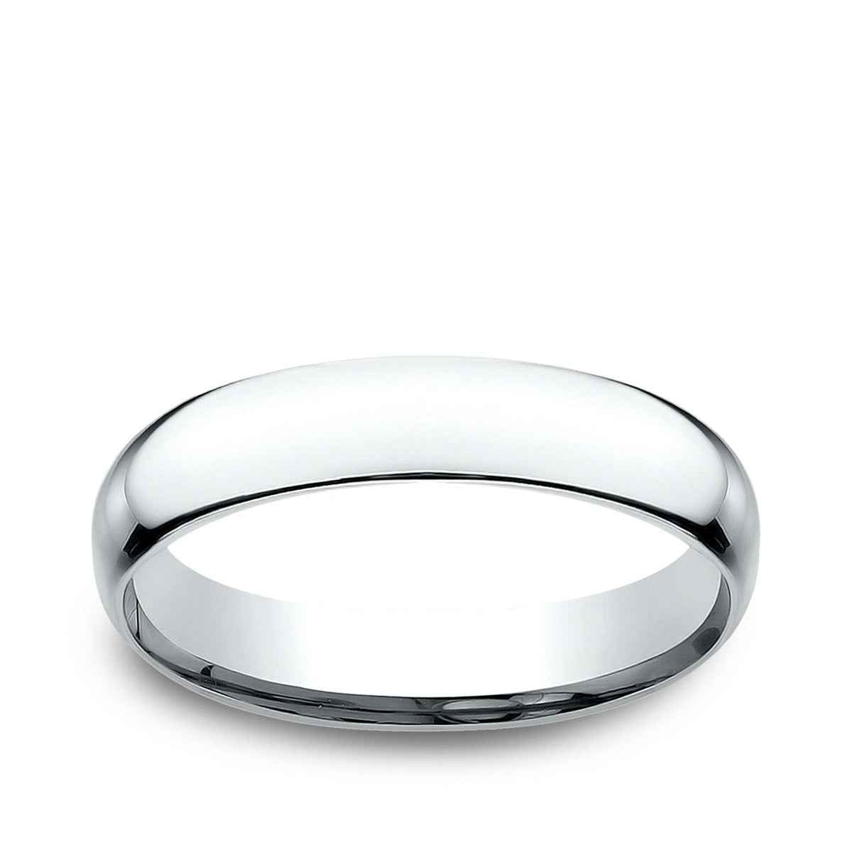 Benchmark Men's 4mm Low Dome Comfort Fit Polished Wedding Ring in 14K White Gold