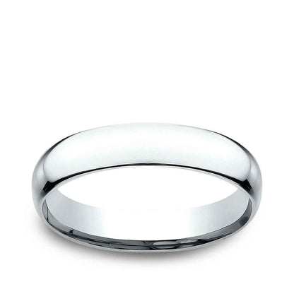 Benchmark Men's 4mm Low Dome Comfort Fit Polished Wedding Ring in 14K White Gold