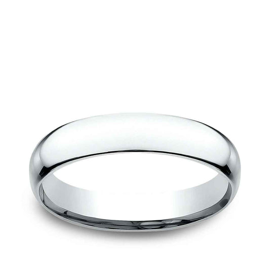 Benchmark Men's 4mm Low Dome Comfort Fit Polished Wedding Ring in 14K White Gold