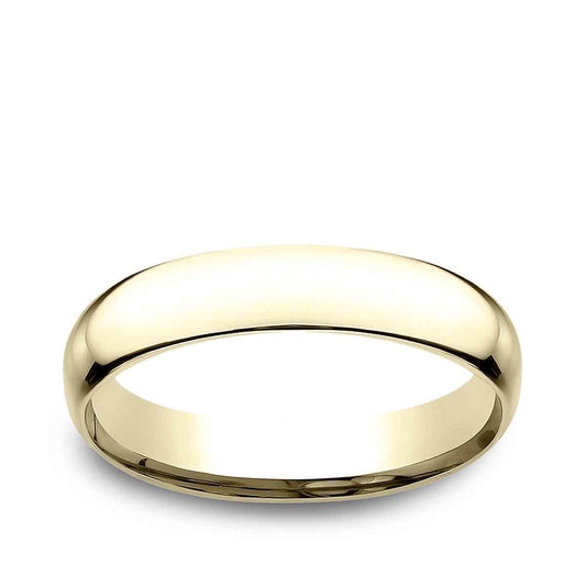 Benchmark Men's 4mm Low Dome Comfort Fit Polished Wedding Ring in 14K Yellow Gold
