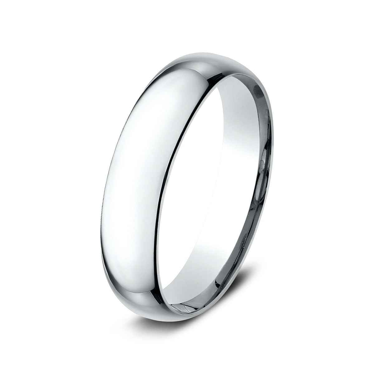 Benchmark Men's 5mm Low Dome Comfort Fit Polished Wedding Ring in 14K White Gold