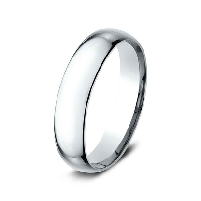 Benchmark Men's 5mm Low Dome Comfort Fit Polished Wedding Ring in 14K White Gold