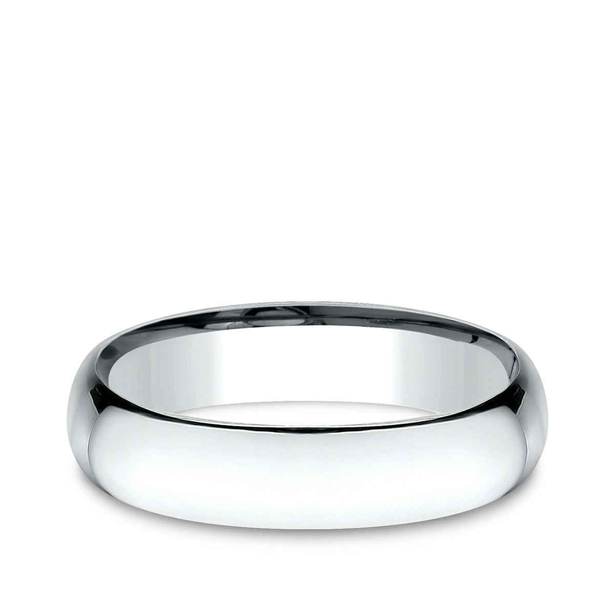 Benchmark Men's 5mm Low Dome Comfort Fit Polished Wedding Ring in 14K White Gold