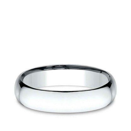 Benchmark Men's 5mm Low Dome Comfort Fit Polished Wedding Ring in 14K White Gold