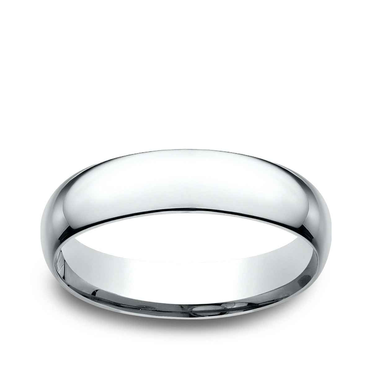 Benchmark Men's 5mm Low Dome Comfort Fit Polished Wedding Ring in 14K White Gold