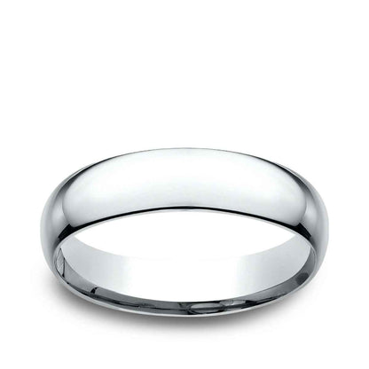 Benchmark Men's 5mm Low Dome Comfort Fit Polished Wedding Ring in 14K White Gold