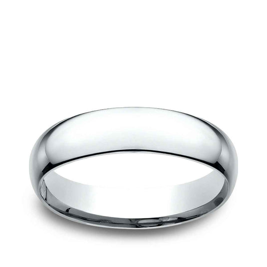 Benchmark Men's 5mm Low Dome Comfort Fit Polished Wedding Ring in 14K White Gold