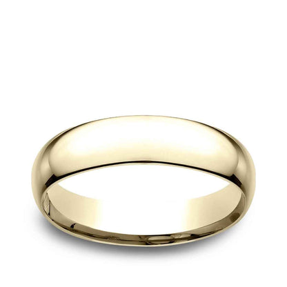 Benchmark Men's 5mm Low Dome Comfort Fit Polished Wedding Ring in 14K Yellow Gold