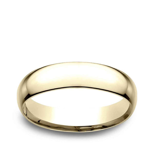 Benchmark Men's 5mm Low Dome Comfort Fit Polished Wedding Ring in 14K Yellow Gold
