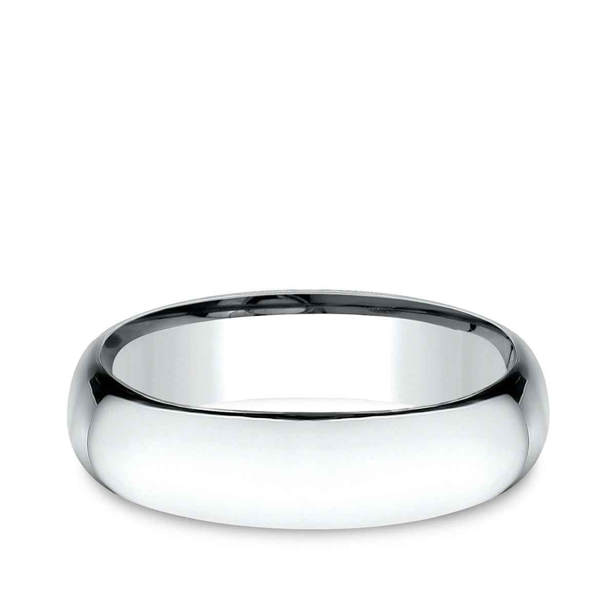 Benchmark Men's 6mm Low Dome Comfort Fit Polished Wedding Ring in 14K White Gold