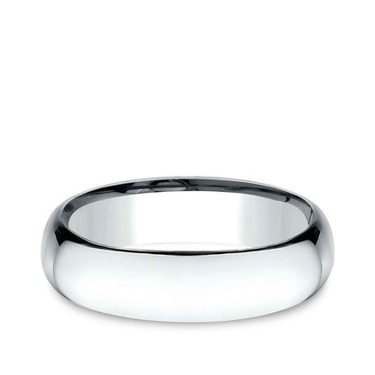 Benchmark Men's 6mm Low Dome Comfort Fit Polished Wedding Ring in 14K White Gold