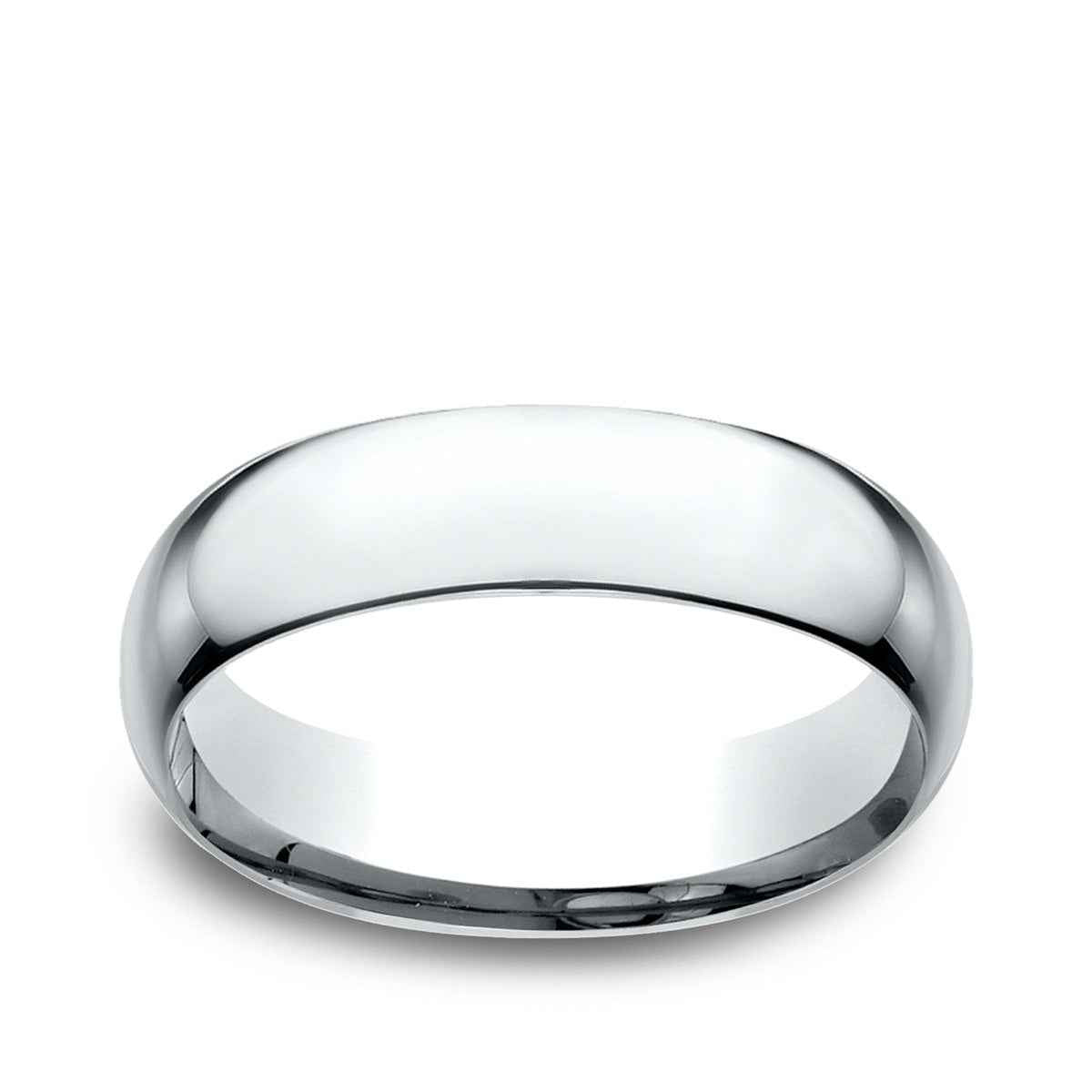 Benchmark Men's 6mm Low Dome Comfort Fit Polished Wedding Ring in 14K White Gold