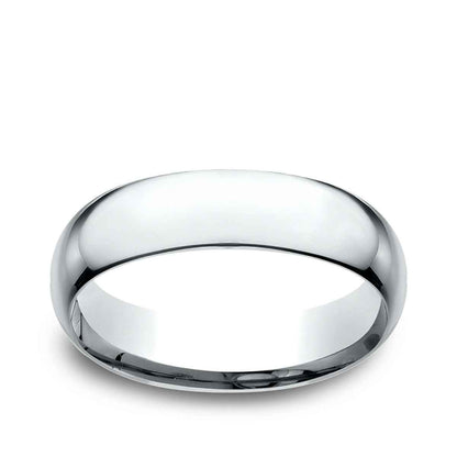 Benchmark Men's 6mm Low Dome Comfort Fit Polished Wedding Ring in 14K White Gold