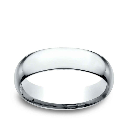 Benchmark Men's 6mm Low Dome Comfort Fit Polished Wedding Ring in 14K White Gold