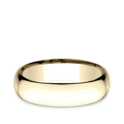 Benchmark Men's 6mm Low Dome Comfort Fit Polished Wedding Ring in 14K Yellow Gold