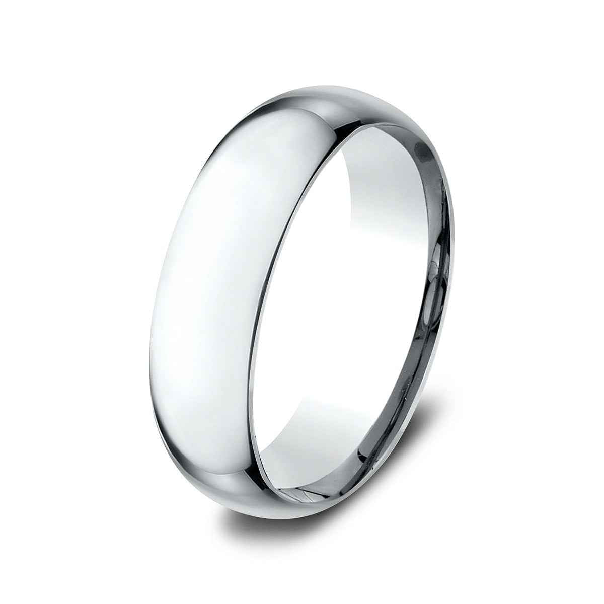 Benchmark Men's 7mm Low Dome Comfort Fit Polished Wedding Ring in 14K White Gold