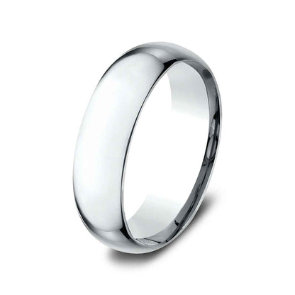 Benchmark Men's 7mm Low Dome Comfort Fit Polished Wedding Ring in 14K White Gold