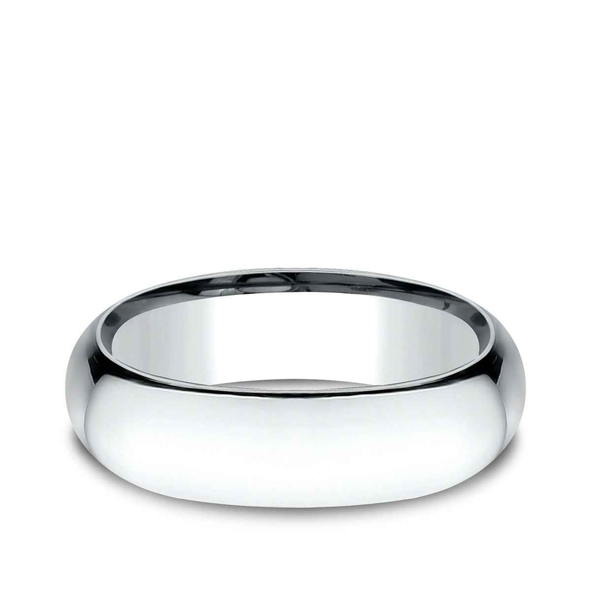 Benchmark Men's 7mm Low Dome Comfort Fit Polished Wedding Ring in 14K White Gold