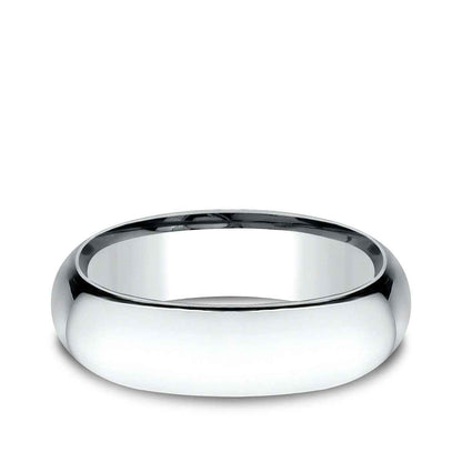 Benchmark Men's 7mm Low Dome Comfort Fit Polished Wedding Ring in 14K White Gold