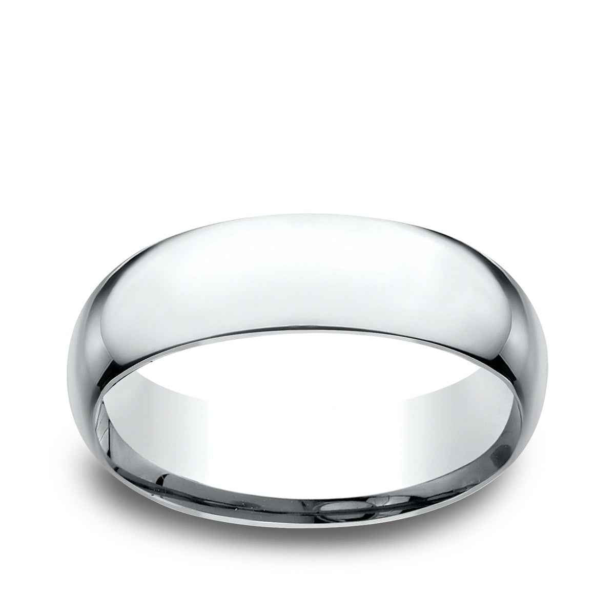 Benchmark Men's 7mm Low Dome Comfort Fit Polished Wedding Ring in 14K White Gold