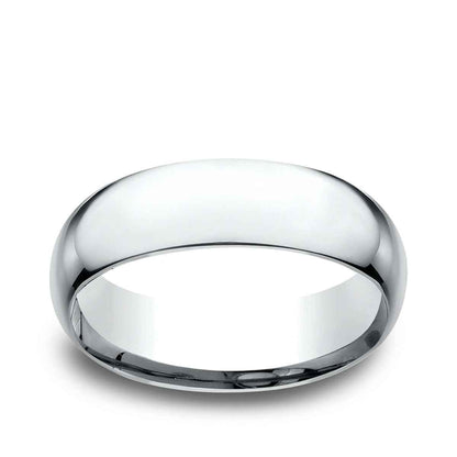 Benchmark Men's 7mm Low Dome Comfort Fit Polished Wedding Ring in 14K White Gold