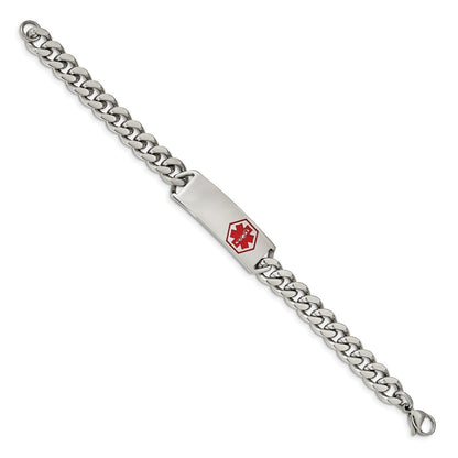 6.8mm 8-inch Curb Chain Medical ID Bracelet in Stainless Steel close-up detail