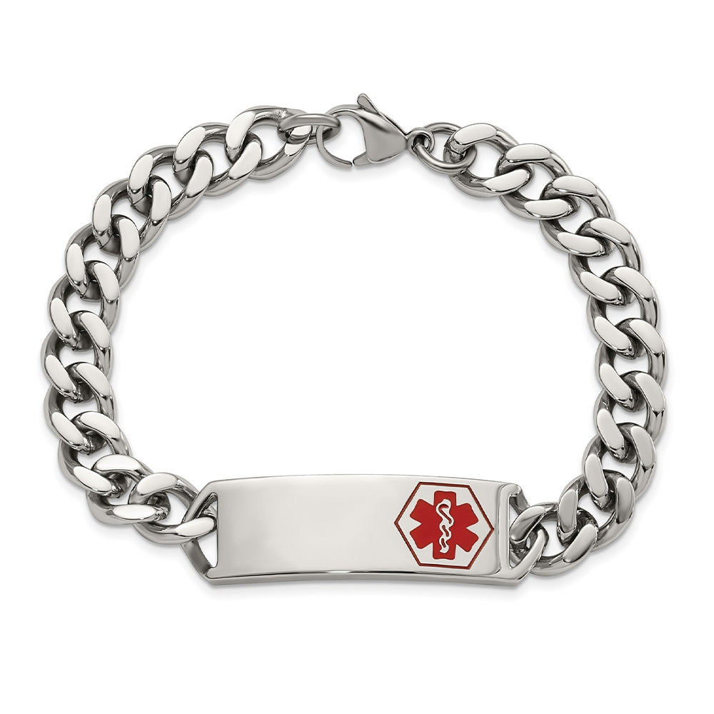 6.8mm 8-inch Curb Chain Medical ID Bracelet in Stainless Steel