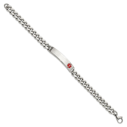 3.5mm 8-inch Curb Chain Medical ID Bracelet in Stainless Steel close-up detail