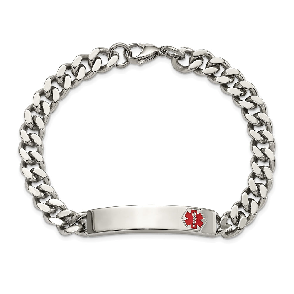 3.5mm 8-inch Curb Chain Medical ID Bracelet in Stainless Steel