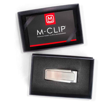 M-Clip Brushed Finish with Polished Border Money Clip close-up detail