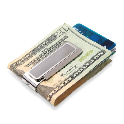 M-Clip Brushed Finish with Polished Border Money Clip front view