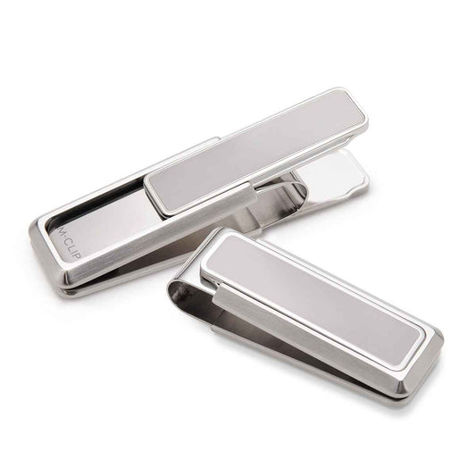 M-Clip Brushed Finish with Polished Border Money Clip