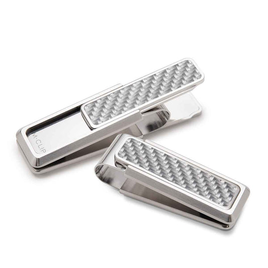 M-Clip Brushed Finish with White Carbon Fiber Money Clip