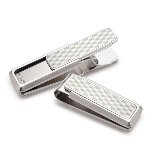 M-Clip Brushed Finish White Golf Ball Money Clip