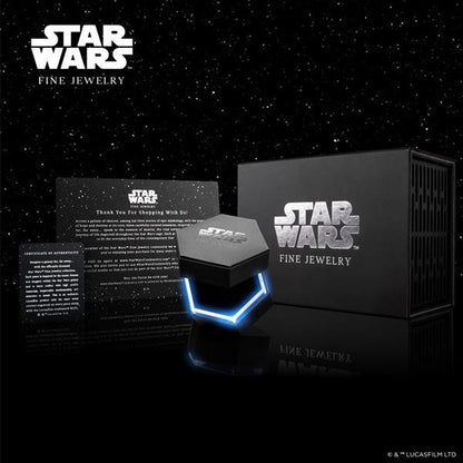 Star Wars R2-D2 5/8 ct. tw. Diamond, Sapphire, & Garnet Engagement Ring in 14K White Gold full view