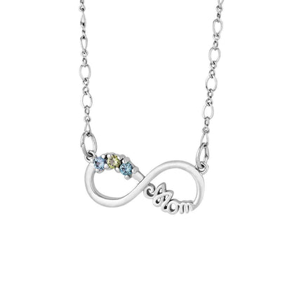 Family Jewelry Mom Infinity Pendant in Sterling Silver (1-5 Stones)