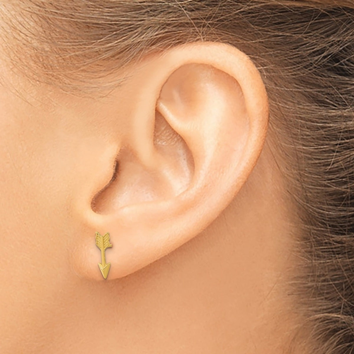 Arrow Earrings in 14K Yellow Gold close-up detail