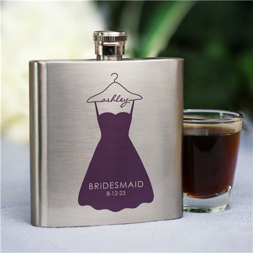 Personalized Bridal Party Flask front view