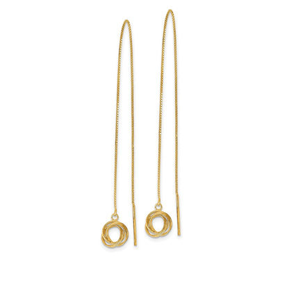 Knot Threader Earrings in 14K Yellow Gold front view