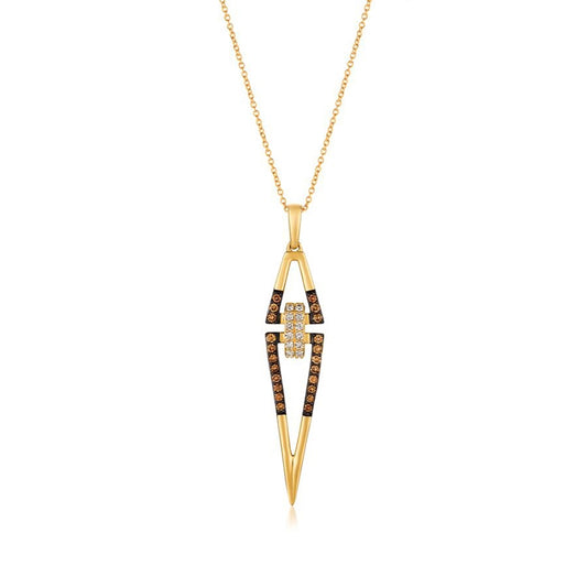 Le Vian Chocolatier 3/8 ct. tw. Vanilla & Chocolate Diamond Open Triangle Pendant in 14K Honey Gold